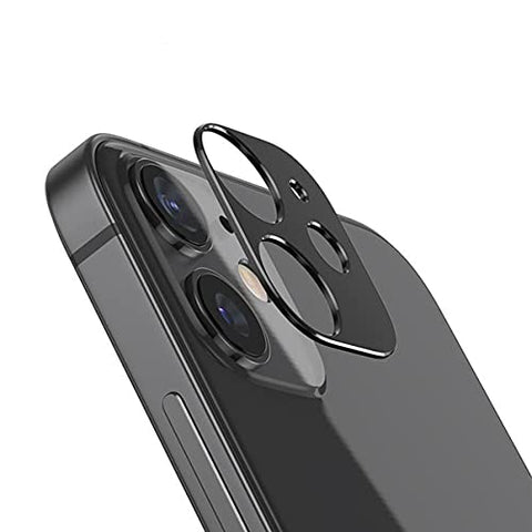 Mica Cristal Templado 9H para Lente cámara Compatible con iPhone 12 (Negro)